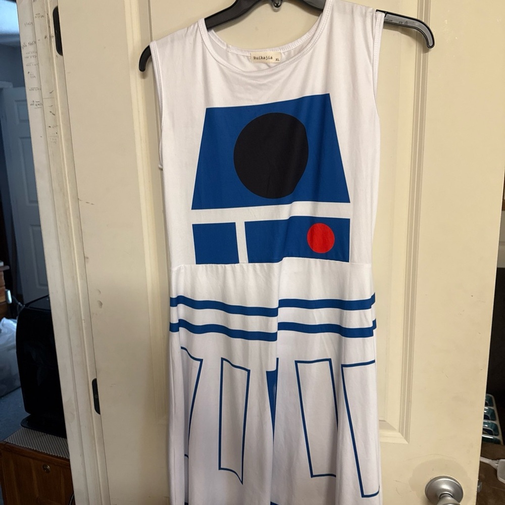 Star Wars R2-D2 Inspired Graphic Tank Dress - White & Blue